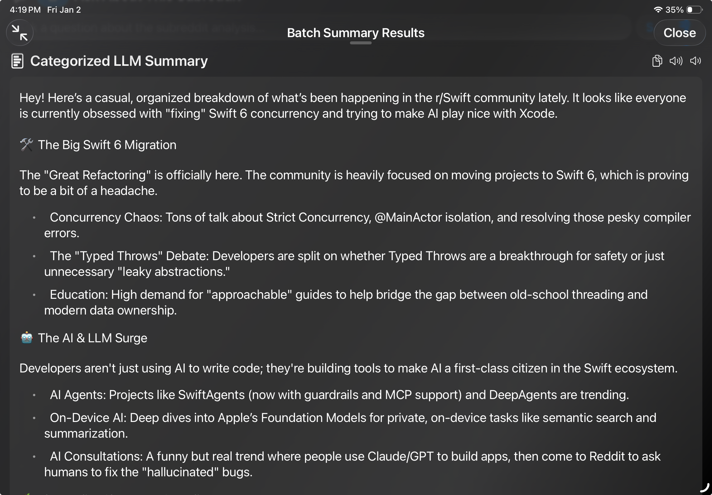 Batch Summarize - Topic Breakdown